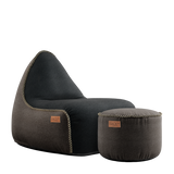 Canvas Lounge Chair Combi bl/br +Brown Pouf - ZEN ZONE