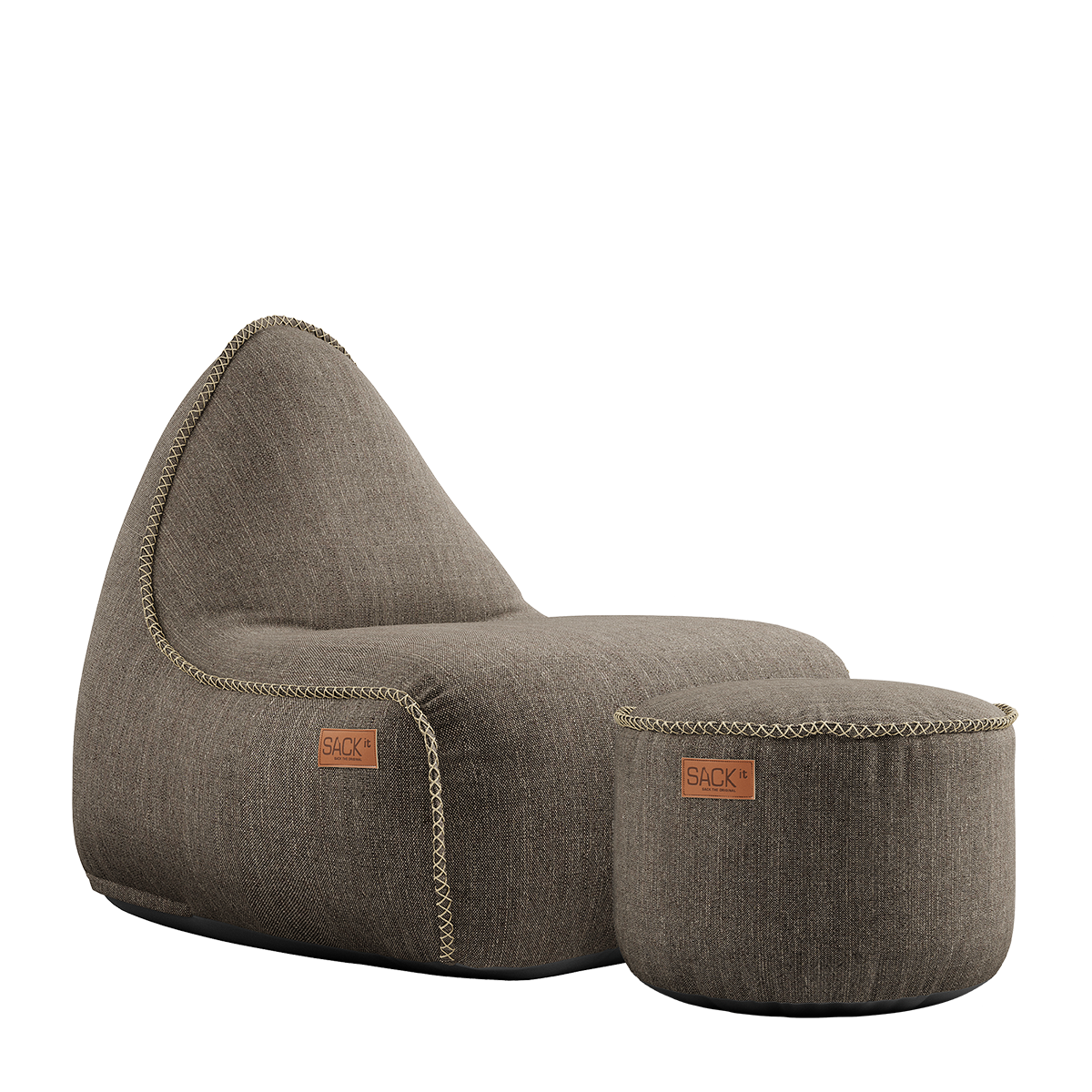 Cobana Lounge Chair Brown + Pouf - ZEN ZONE