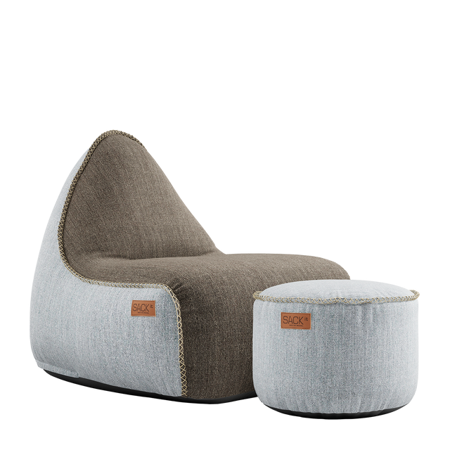 Cobana Lounge Chair Brown/White + BrownPouf - ZEN ZONE