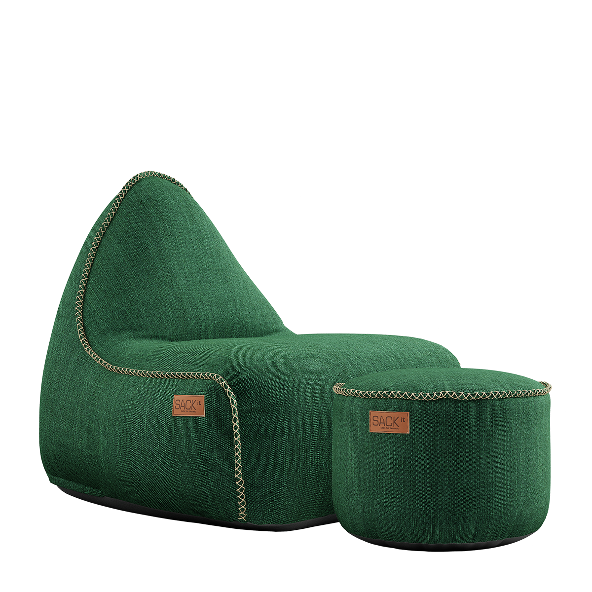 Cobana Lounge Chair Green + Pouf - ZEN ZONE