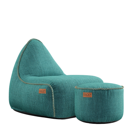 Cobana Lounge Chair Petrol melange + Pouf - ZEN ZONE