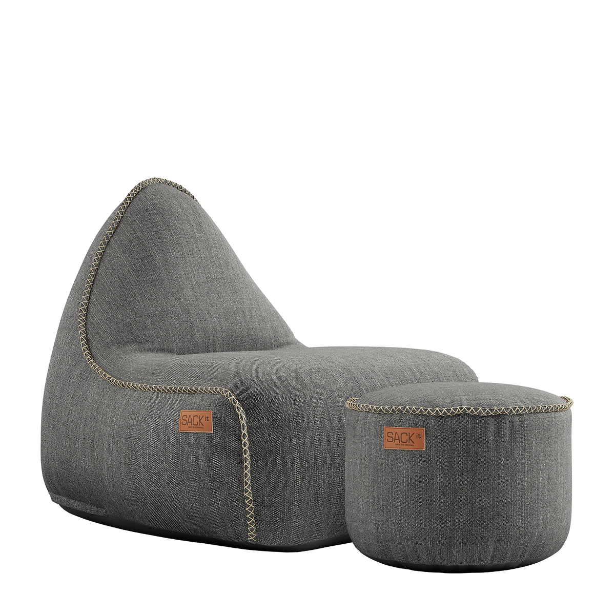 Cobana Lounge Chair Grey + Pouf - ZEN ZONE