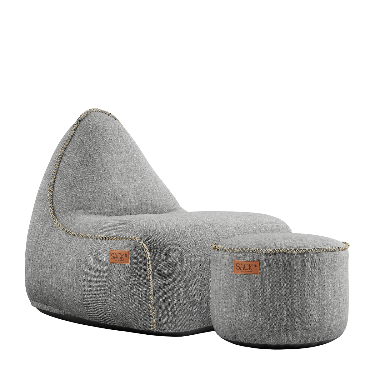 Cobana Lounge Chair Light Grey + Pouf - ZEN ZONE