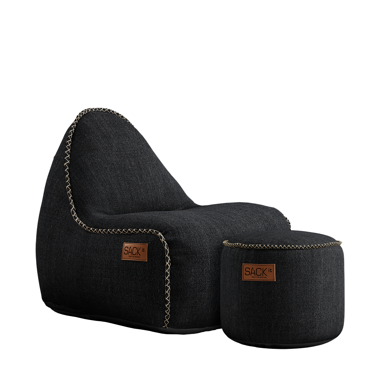 Cobana Lounge Chair jr. Black + Pouf - ZEN ZONE