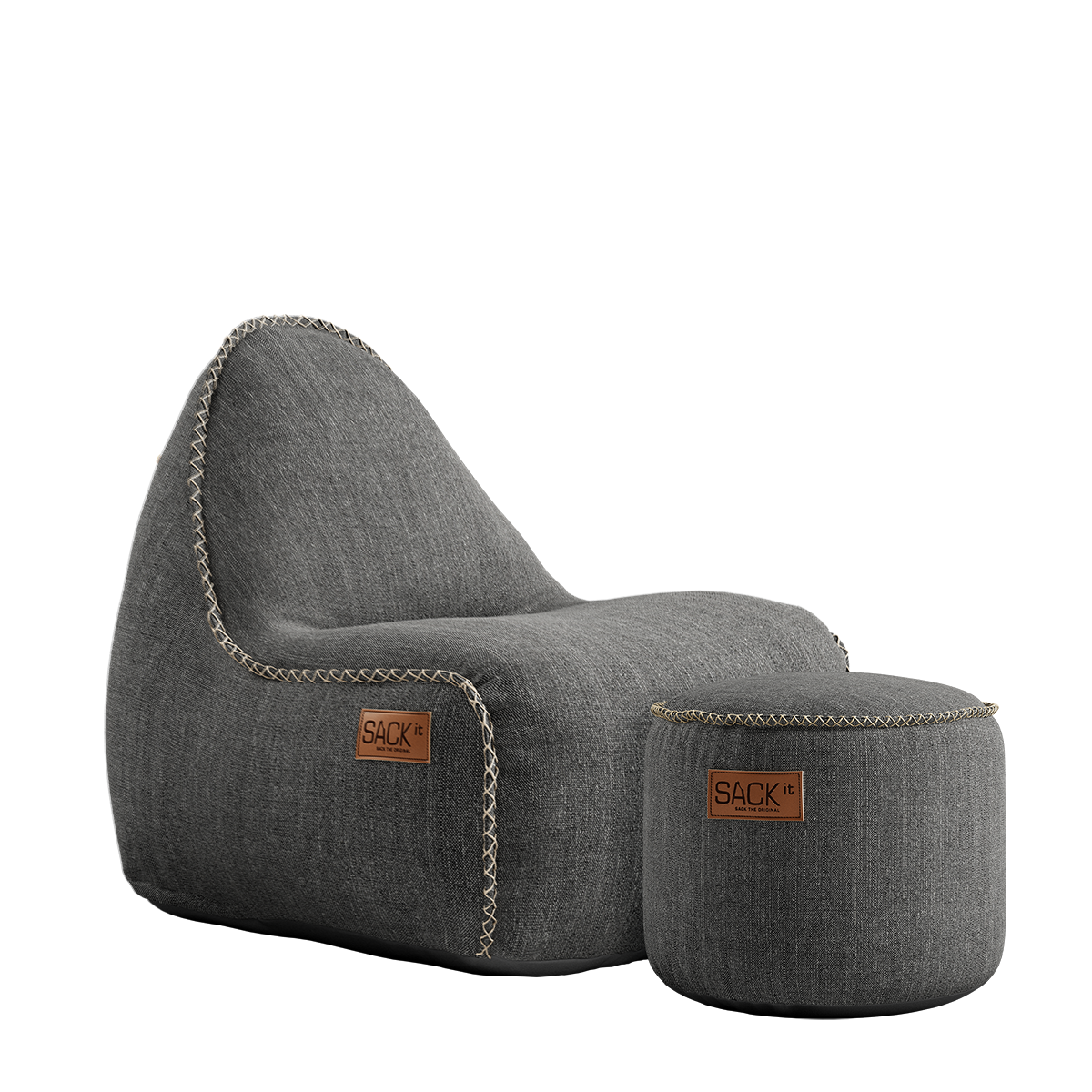 Cobana Lounge Chair jr. Grey + Pouf - ZEN ZONE