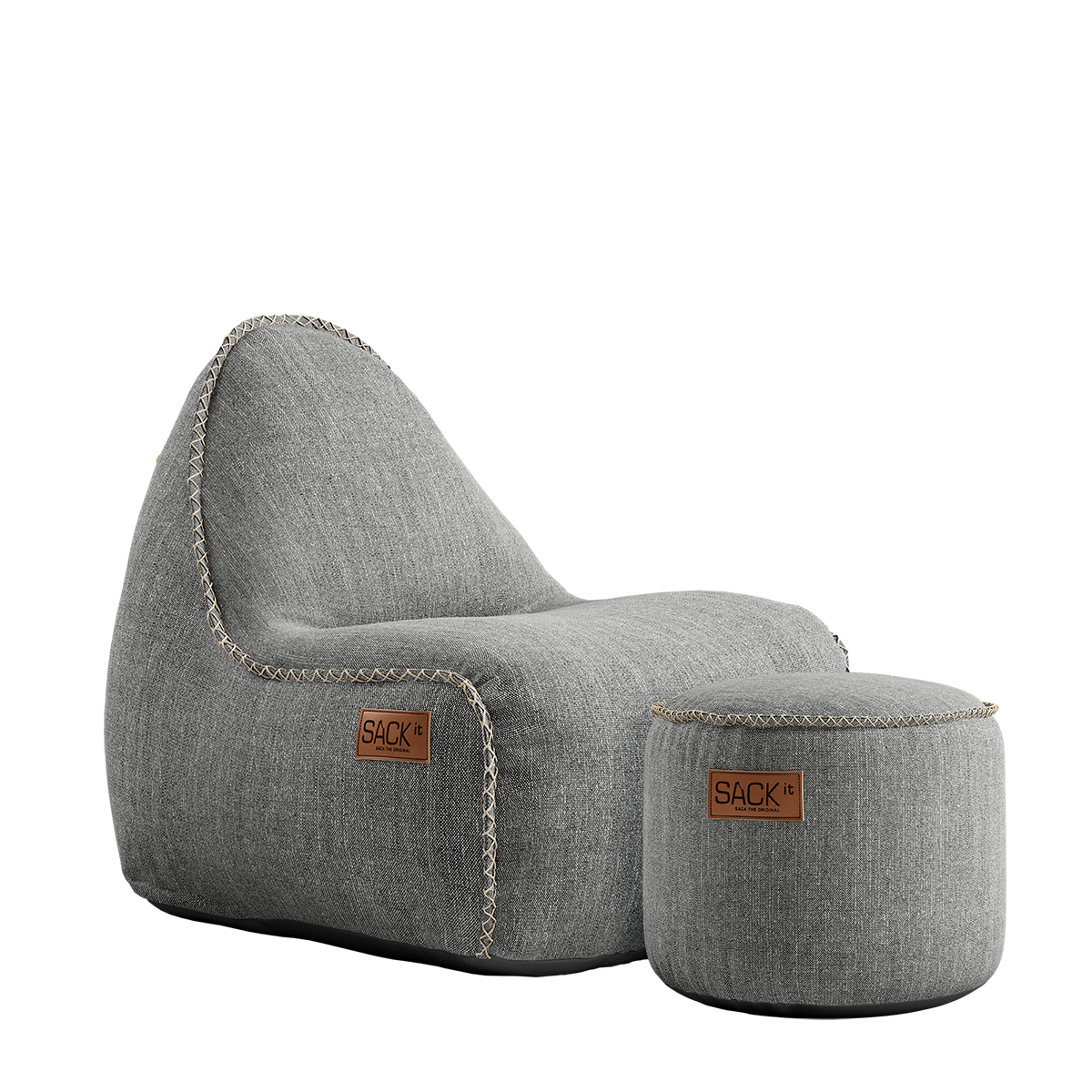 Cobana Lounge Chair jr. Light Grey + Pouf - ZEN ZONE