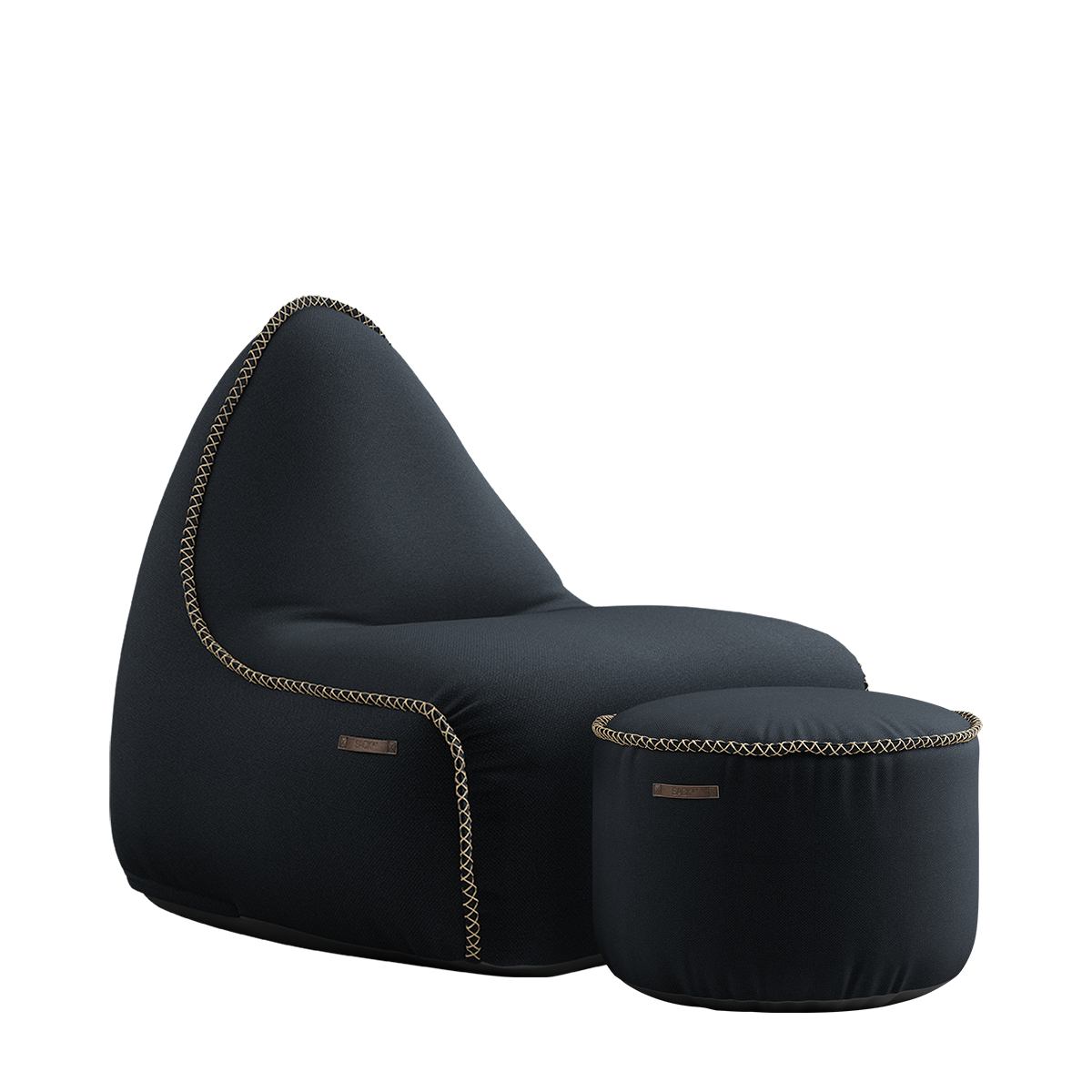 Cura Lounge Chair Black + Pouf - ZEN ZONE