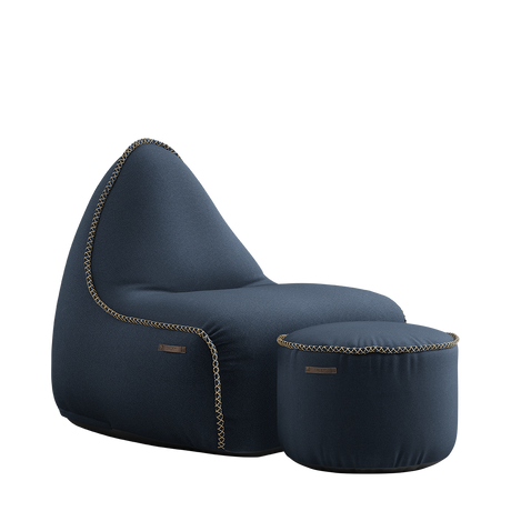 Cura Lounge Chair Dark Blue + Pouf - ZEN ZONE