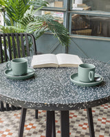 Tella runder Tisch Terrazzo schwarz und Stahlbeine Ø 70 cm - ZEN ZONE Furniture