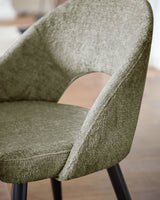 Stuhl Mael aus grünem Chenille und Stahlbeinen mit schwarzem Finish - ZEN ZONE Furniture