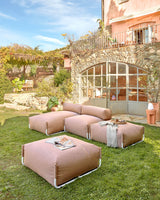 Square Pouf Modularsofa 100% für Outdoor terrakotta und weißes Aluminium 101 x 101 cm - ZEN ZONE Furniture