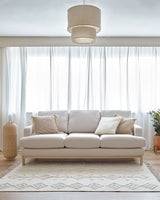 Sofa Mihaela für 3 Sitzer mit Mikro-Bouclé-Bezug in Weiß 203 cm FSC Mix Credit - ZEN ZONE Furniture