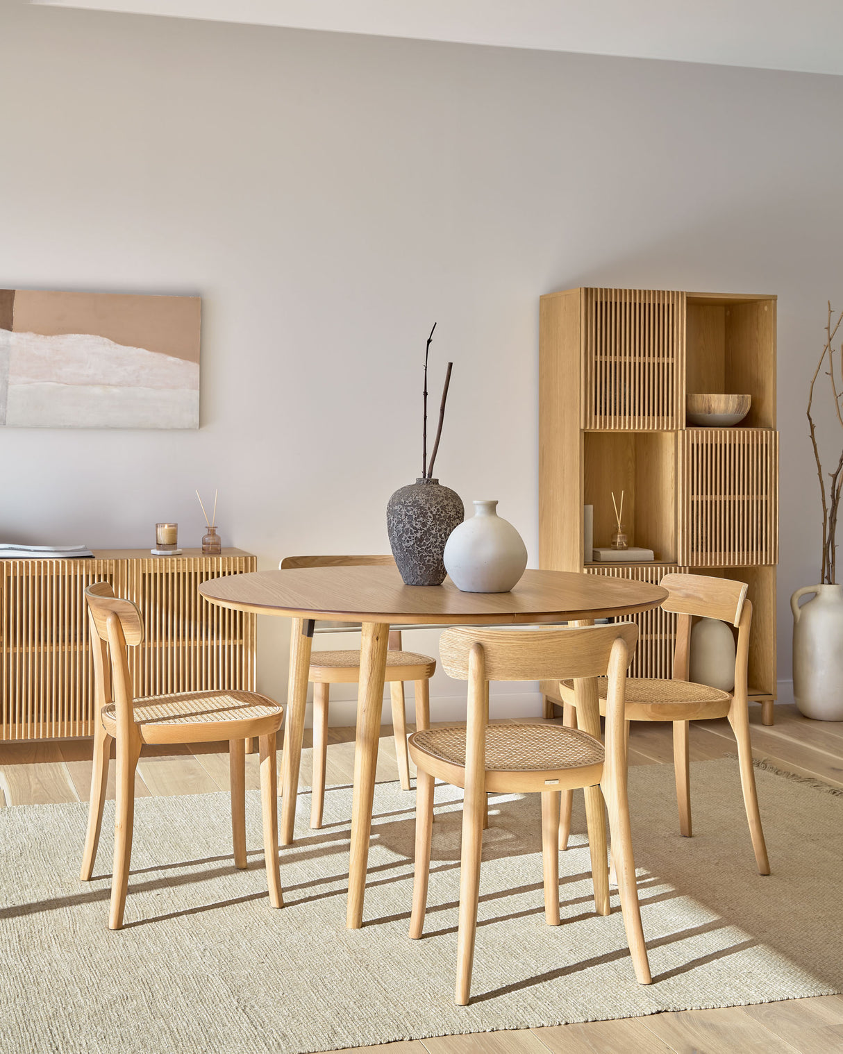 Romane Stuhl aus Buchenholz mit natürlichem Finish, Eschenfurnier und Rattan - ZEN ZONE Furniture