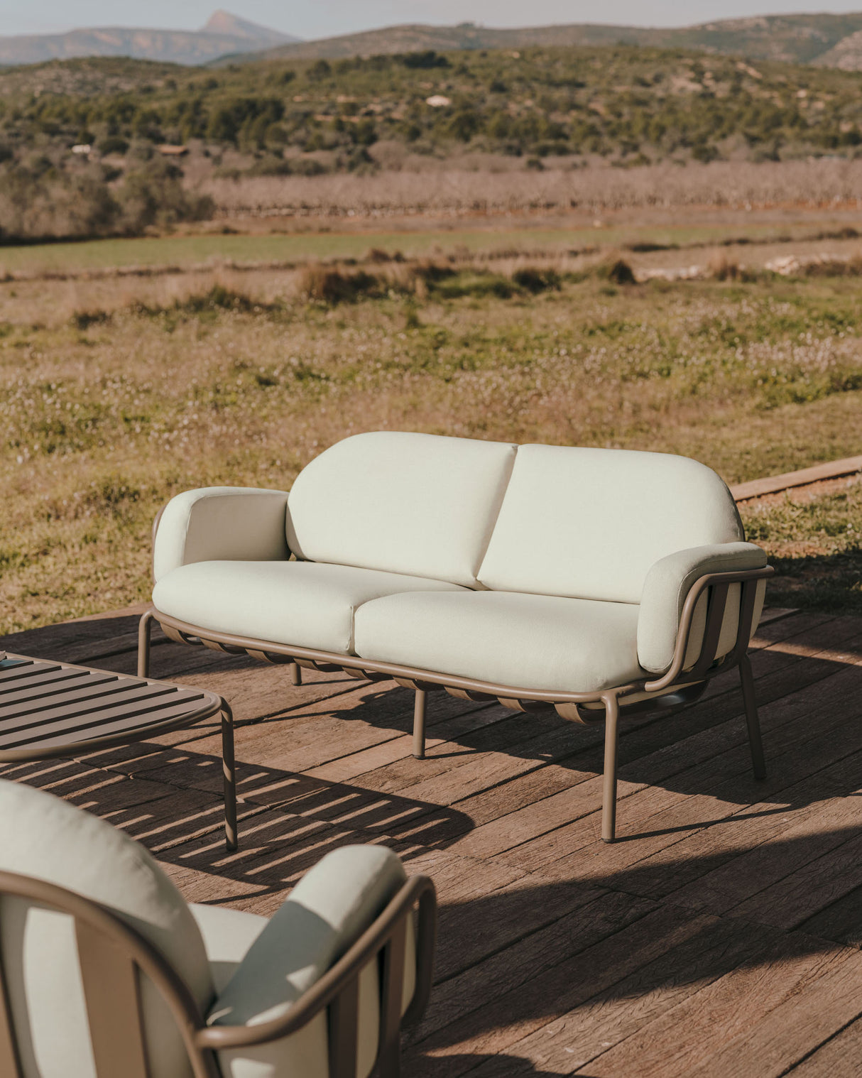 Joncols 2-Sitzer-Gartensofa aus Aluminium mit Finish in Grau 165 cm - ZEN ZONE Furniture