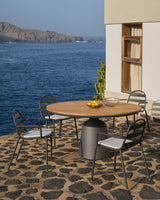 Tudons Outdoor-Tisch rund aus Aluminium mit grauem Finish und Teakholz FSC 100% Ø 120 cm - ZEN ZONE Furniture