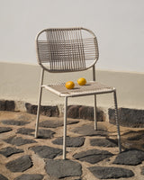 Talaier Outdoor Stuhl stapelbar aus synthetischem Seil und verzinktem Stahl beigefarbenes Finish - ZEN ZONE Furniture