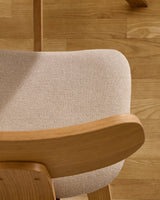 Stuhl Gena beige Chenille-Sitzfläche mit Eichenfurnier und Kautschukholzrahmen - ZEN ZONE Furniture