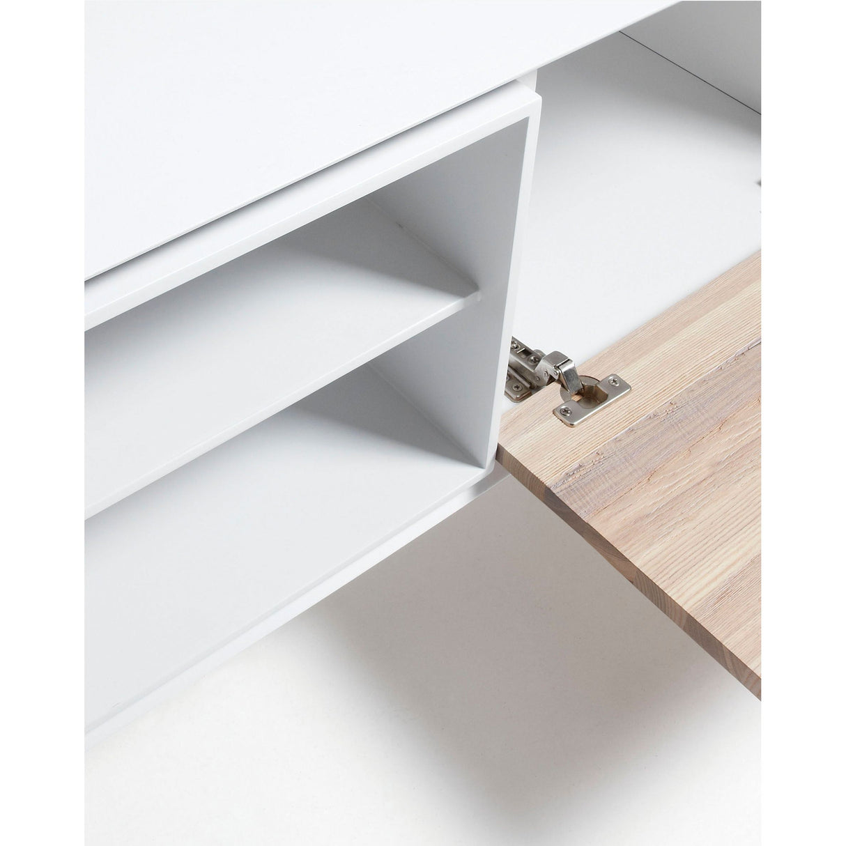 Eunice TV-Schrank 2 Türen aus Eschenfurnier und weißer Lackierung 174 x 56 cm - ZEN ZONE