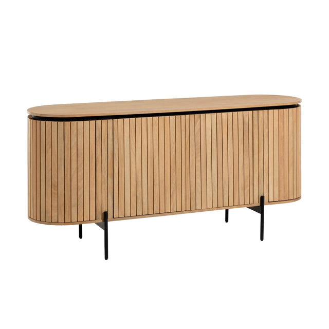 Licia Sideboard mit 4 Türen aus massivem Mangoholz und Metall in Schwarz 170 x 80 cm - ZEN ZONE