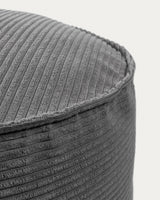 Wilma großer Pouf breiter Cord grau Ø 70 cm - ZEN ZONE Furniture