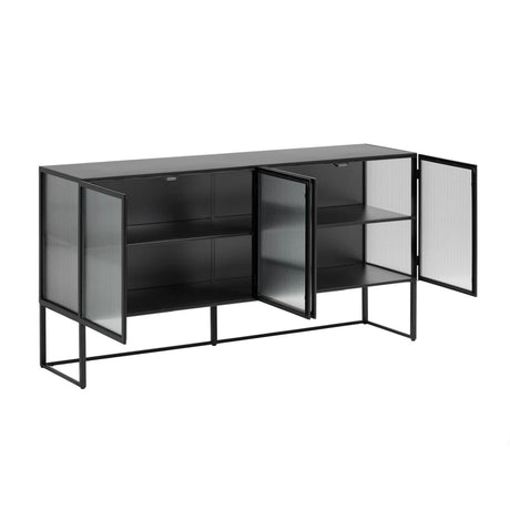 Trixie Sideboard 4 Türen aus Stahl in Schwarz 160 x 81 cm - ZEN ZONE