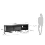 Trixie TV-Schrank 2 Türen aus Stahl mit schwarzem Finish 180 x 58 cm - ZEN ZONE