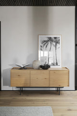 BREWERTON Sideboard Eiche/Schwarz 160x40x74cm - ZEN ZONE Furniture