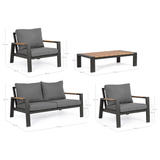 Outdoor Lounge 4er Set Einar mit Kissen Anthrazit SJ61 - ZEN ZONE