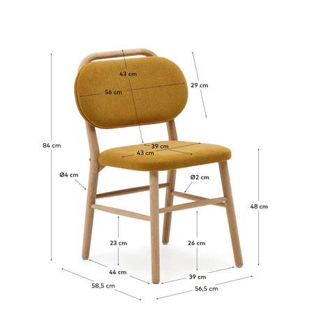 Helda Stuhl aus senfgelber Chenille und massivem Eichenholz FSC Mix Credit - ZEN ZONE Furniture