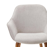 Aleli Stuhl mit Chenille in Beige Beine aus massivem Eschenholz mit Nussholz-Finish - ZEN ZONE