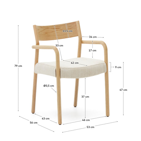 Falconera Stuhl mit abziehbarem Bezug aus massivem Eichenholz naturfarben FSC Mix Credit - ZEN ZONE Furniture