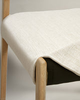 Cudia Stuhl abnehmbarer Bezug Chenille beige massive Eiche Natur-Finish FSC Mix Credit - ZEN ZONE Furniture