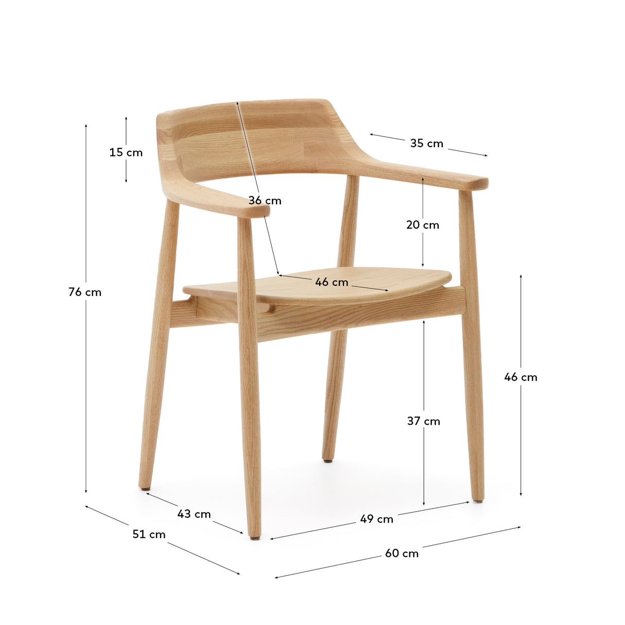 Fondes Stuhl aus massivem Eichenholz mit naturfarbenem Finish FSC Mix Credit - ZEN ZONE Furniture