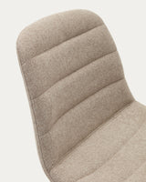 Zunilda Hocker aus beigefarbenem Chenille und Stahl mit mattweißem Finish Höhe 65cm FSC 100% - ZEN ZONE Furniture