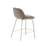 Aimin Hocker aus Chenille hellbraun und Stahlbeine mit Lackfinish beige 65 cm FSC Mix Credit - ZEN ZONE Furniture