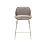 Aimin Hocker aus Chenille hellbraun und Stahlbeine mit Lackfinish beige 65 cm FSC Mix Credit - ZEN ZONE Furniture