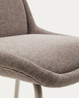 Aimin Hocker aus Chenille hellbraun und Stahlbeine mit Lackfinish beige 65 cm FSC Mix Credit - ZEN ZONE Furniture