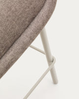 Aimin Hocker aus Chenille hellbraun und Stahlbeine mit Lackfinish beige 65 cm FSC Mix Credit - ZEN ZONE Furniture