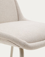 Aimin Hocker aus Chenille beige und Stahlbeine mit Lackfinish beige 65 cm FSC Mix Credit - ZEN ZONE Furniture