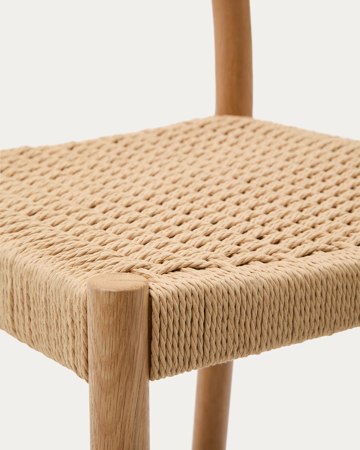 Yalia Barhocker Rückenlehne massives Eichenholz mit naturfarbenem Finish FSC und Seilsitzfläche 65 cm 100 % - ZEN ZONE Furniture