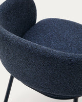 Maina Stuhl aus festem blauem Chenille und Stahlbeinen mit blauem Finish FSC Mix Credit - ZEN ZONE Furniture