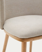 Stuhl Ciselia beige Chenille und massive Esche mit natürlichem Finish FSC Mix Credit - ZEN ZONE Furniture