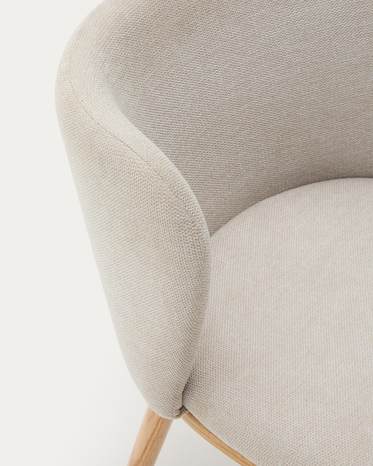 Stuhl Ciselia beige Chenille und massive Esche mit natürlichem Finish FSC Mix Credit - ZEN ZONE Furniture