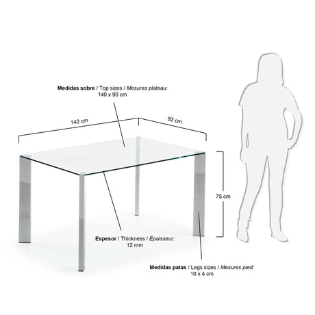 Spot Tisch aus Glas und Stahlbeinen verchromt 142 x 92 cm - ZEN ZONE