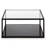 Blackhill Couchtisch 80 x 80 cm aus Glas und Stahl mit schwarzem Finish - ZEN ZONE