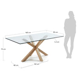 Argo Tisch aus Glas und Stahlbeine in Holzoptik 160 x 90 cm - ZEN ZONE