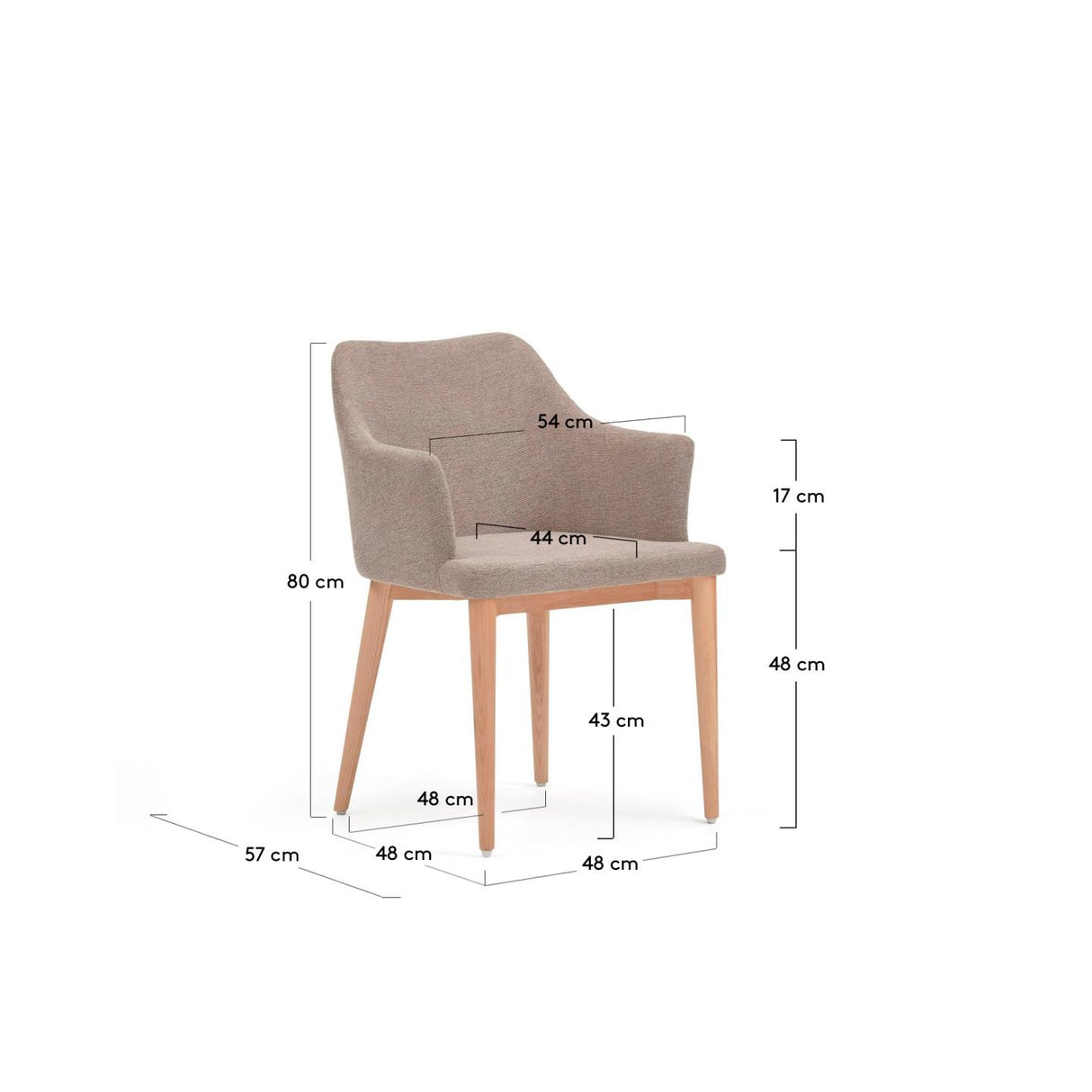 Croft Stuhl aus brauner Chenille mit Beinen aus massiver Esche - ZEN ZONE