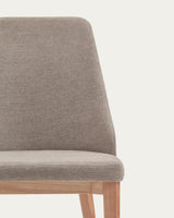 Rosie Stuhl aus brauner Chenille mit Beinen aus massiver Esche mit natürlichem Finish - ZEN ZONE Furniture