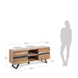 Uxia TV-Schrank 2 Türen aus massiver Akazie und Stahl mit schwarzem Finish 160 x 65 cm - ZEN ZONE