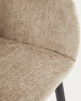 Konna Stuhl aus beiger Chenille mit schwarz lackierten Stahlbeinen - ZEN ZONE Furniture